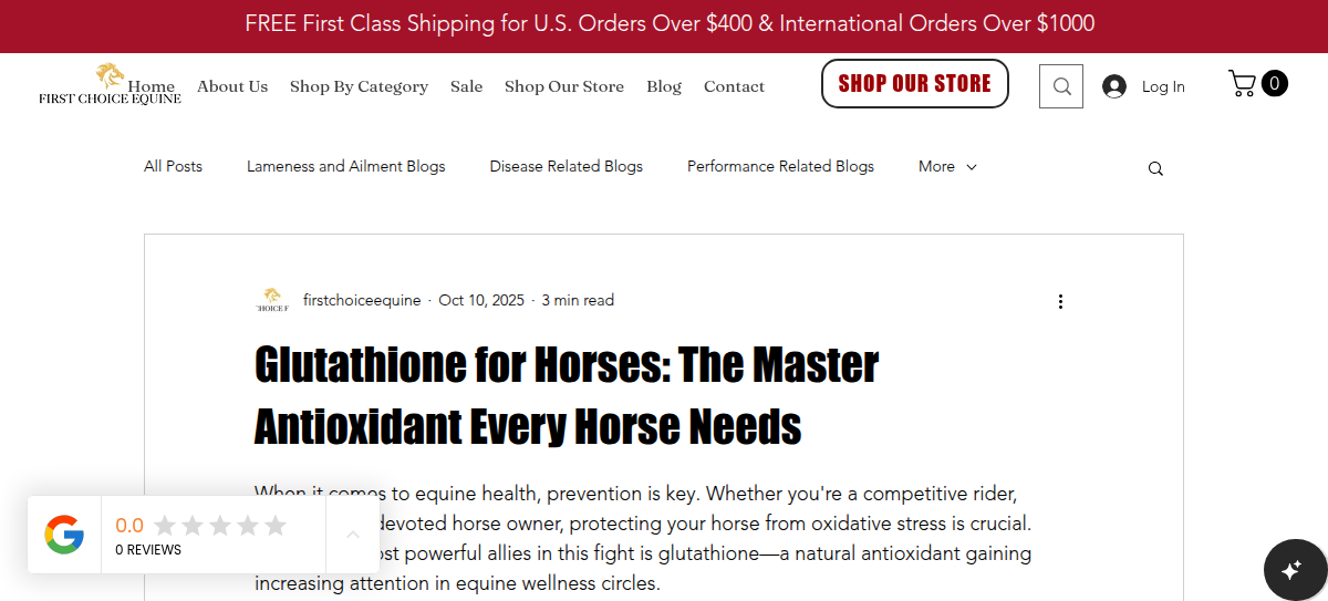 Glutathione Supplements for Horses - Essential for Health